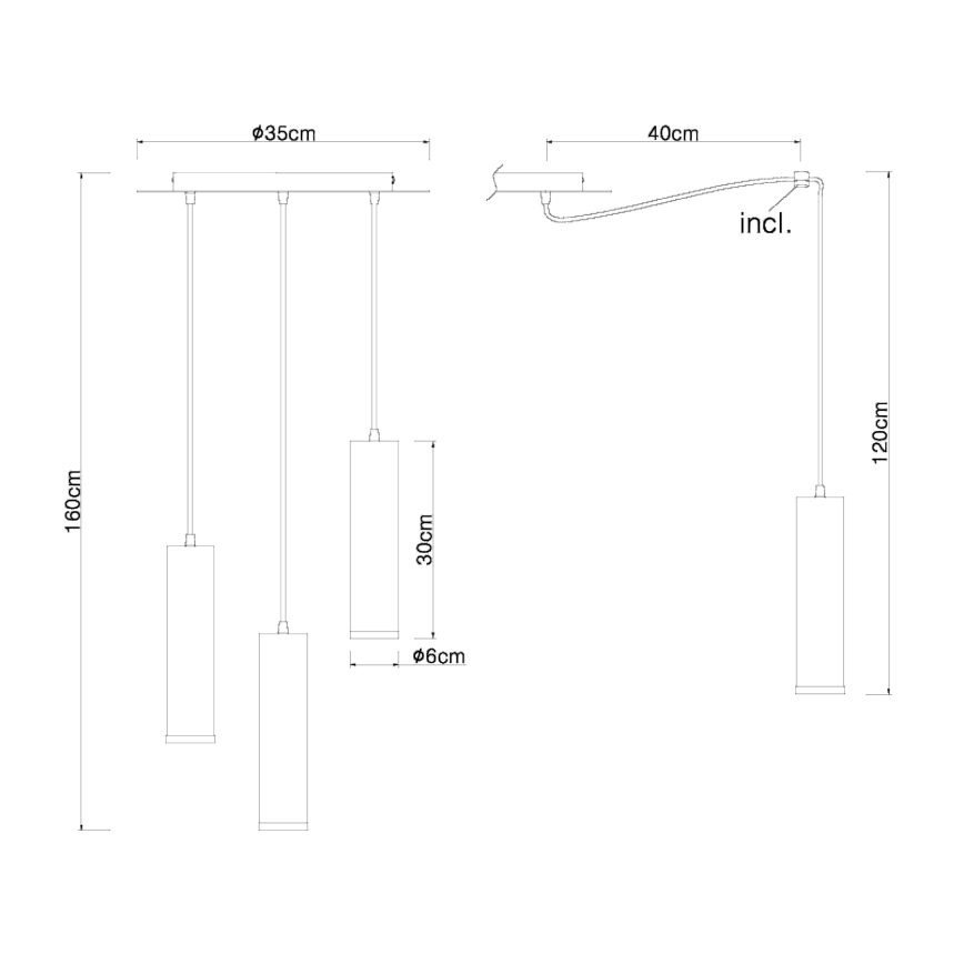 Globo - Lampadario a sospensione con filo 3xE27/60W/230V legno nero