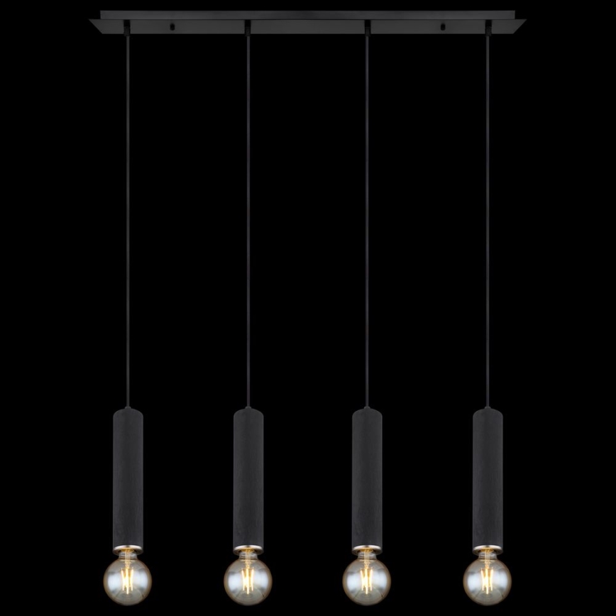 Globo - Lampadario a sospensione con filo 4xE27/60W/230V legno nero