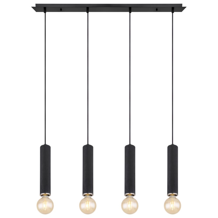Globo - Lampadario a sospensione con filo 4xE27/60W/230V legno nero
