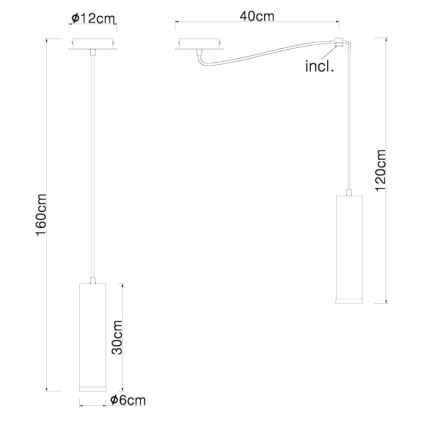 Globo - Lampadario a sospensione con filo 1xE27/60W/230V legno nero