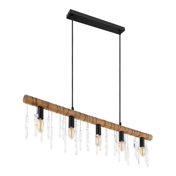 Globo 15532-5H - Lampada a sospensione con cavo KIRA 5xE14/40W/230V nero/marrone
