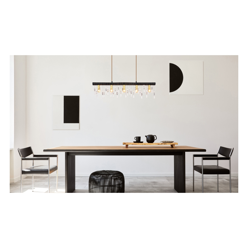 Globo 15532-5HB - Lampada a sospensione su cavo KIRA 5xE14/40W/230V nera