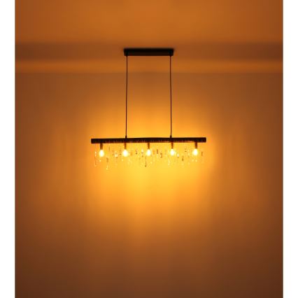Globo 15532-5HB - Lampada a sospensione su cavo KIRA 5xE14/40W/230V nera