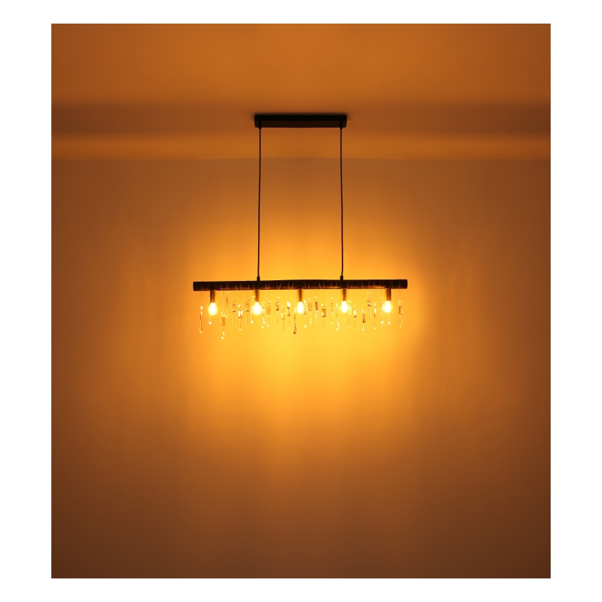 Globo 15532-5HB - Lampada a sospensione su cavo KIRA 5xE14/40W/230V nera