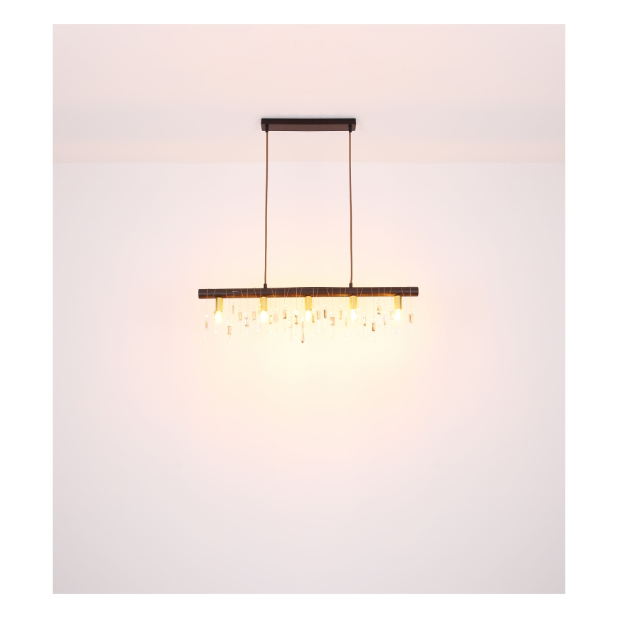 Globo 15532-5HB - Lampada a sospensione su cavo KIRA 5xE14/40W/230V nera