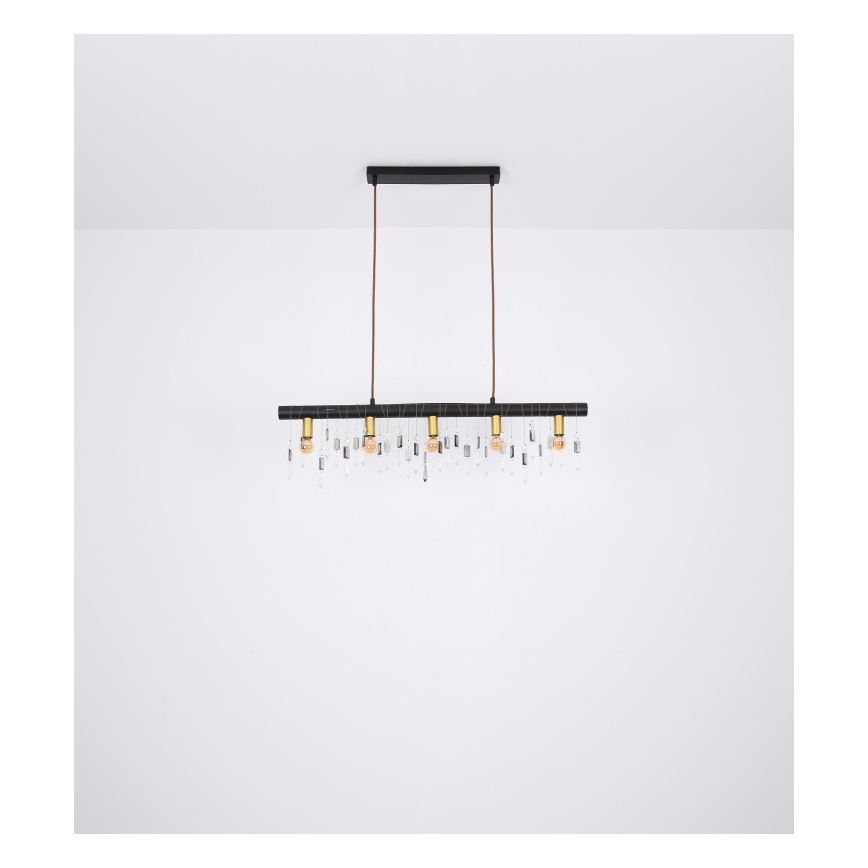 Globo 15532-5HB - Lampada a sospensione su cavo KIRA 5xE14/40W/230V nera