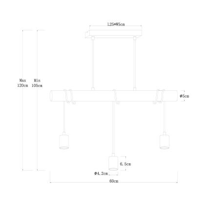 Globo - Lampadario a sospensione con filo 3xE27/60W/230V