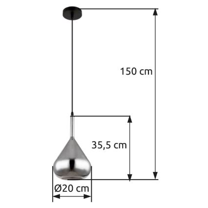 Globo - Lampadario a sospensione con filo 1xE27/60W/230V diametro 20 cm nero