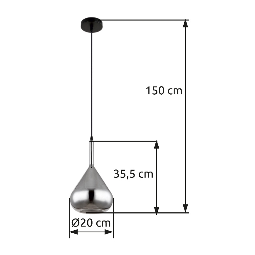 Globo - Lampadario a sospensione con filo 1xE27/60W/230V diametro 20 cm nero