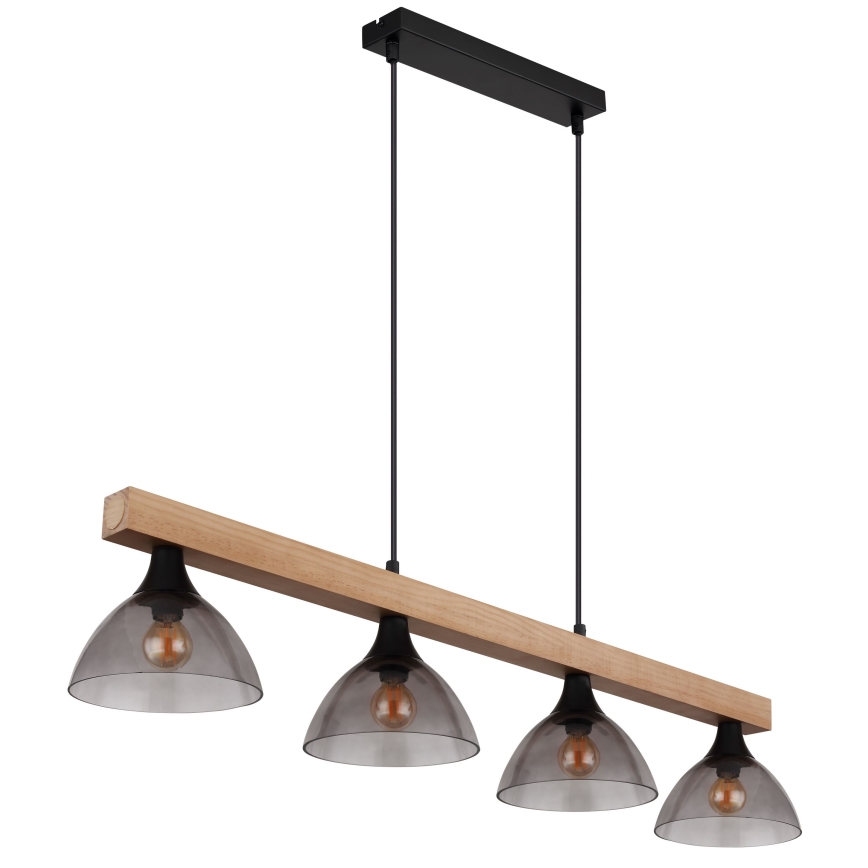 Globo - Lampadario a sospensione con filo 4xE14/15W/230V pino
