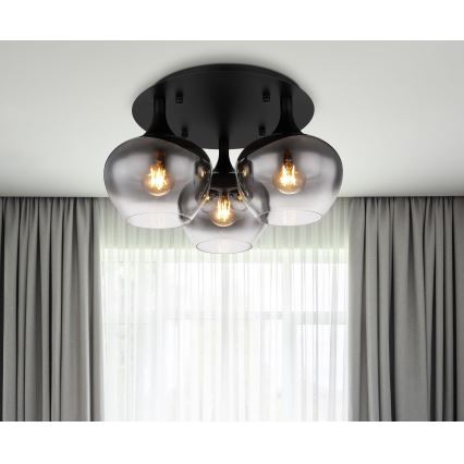 Globo - Lampadario a plafone 3xE27/40W/230V diametro 45 cm nero