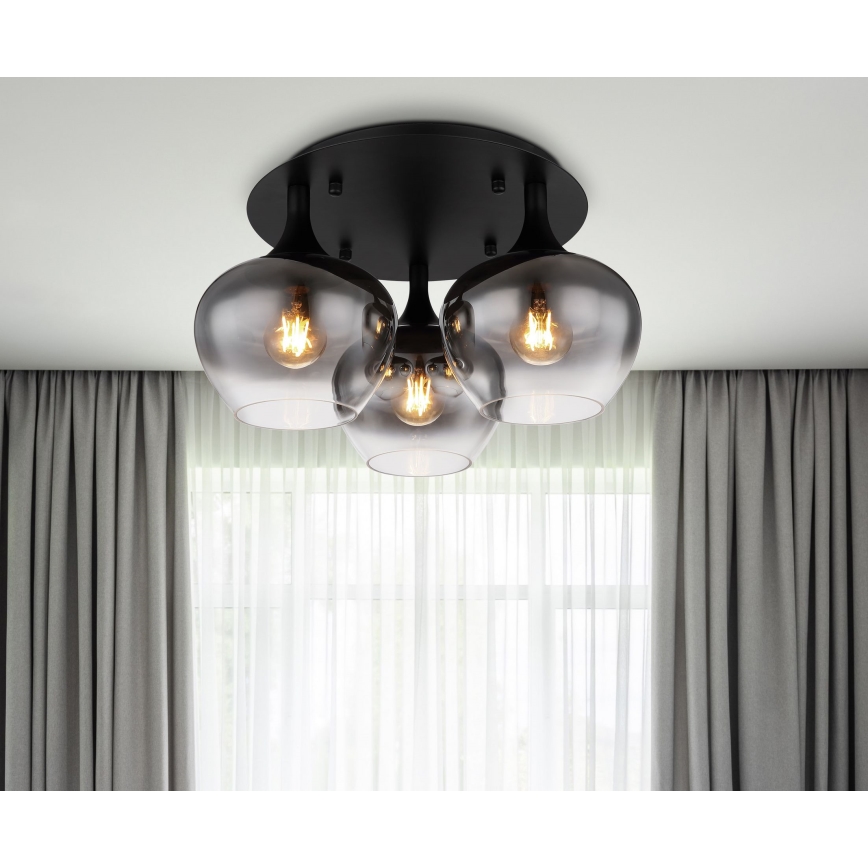 Globo - Lampadario a plafone 3xE27/40W/230V diametro 45 cm nero