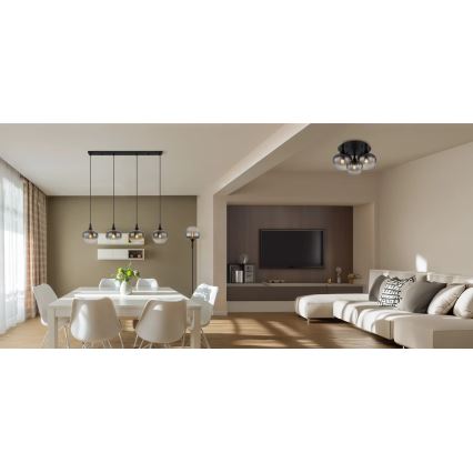 Globo - Lampadario a plafone 3xE27/40W/230V diametro 45 cm nero