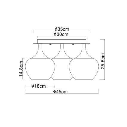 Globo - Lampadario a plafone 3xE27/40W/230V bianco
