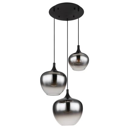 Globo - Lampadario a sospensione con filo 3xE27/40W/230V nero