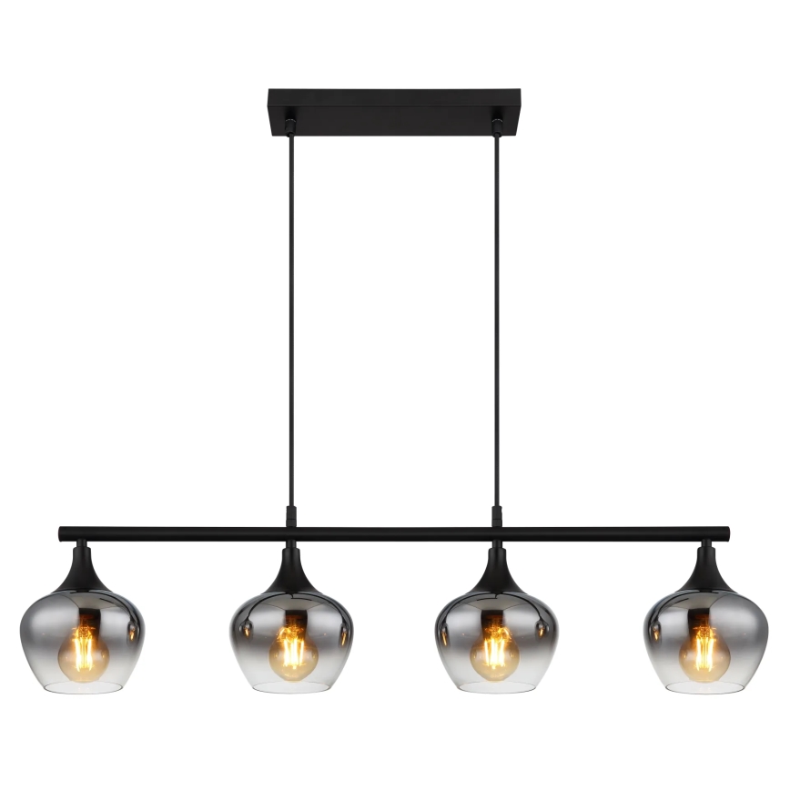 Globo - Lampadario a sospensione con filo 4xE27/40W/230V nero