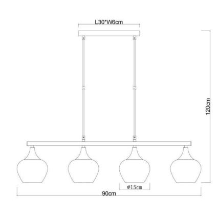 Globo - Lampadario a sospensione con filo 4xE27/40W/230V nero