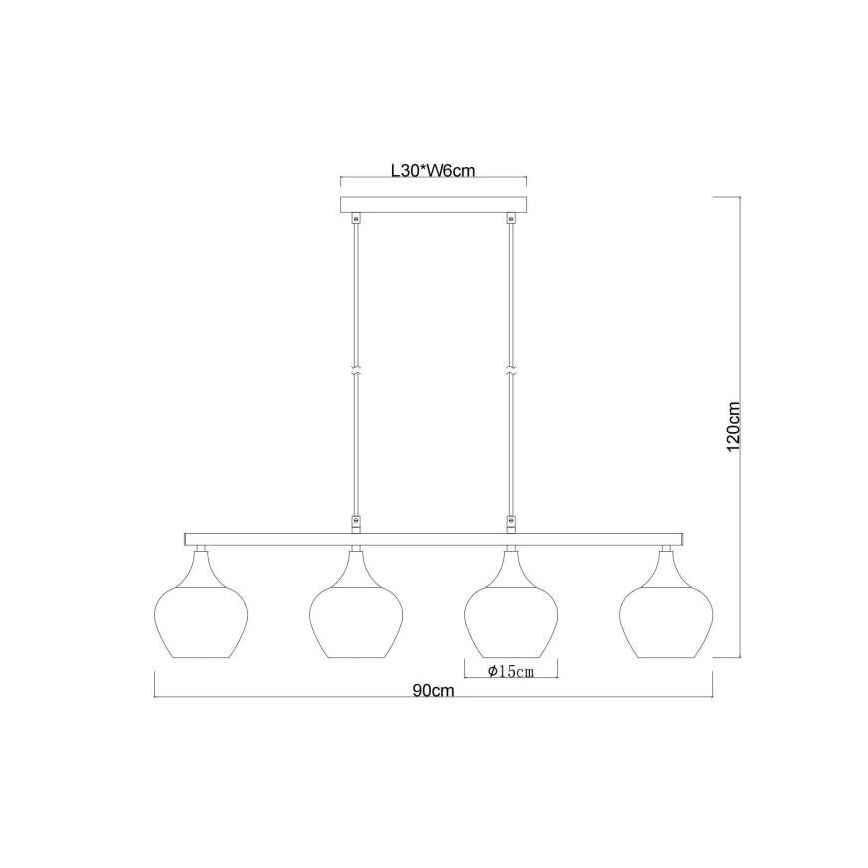Globo - Lampadario a sospensione con filo 4xE27/40W/230V nero