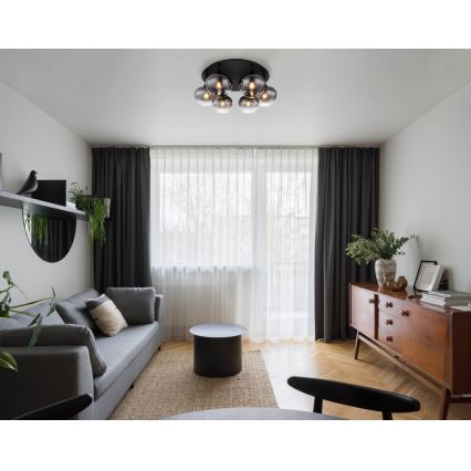 Globo - Lampadario a plafone 6xE27/40W/230V Ø 65 cm nero