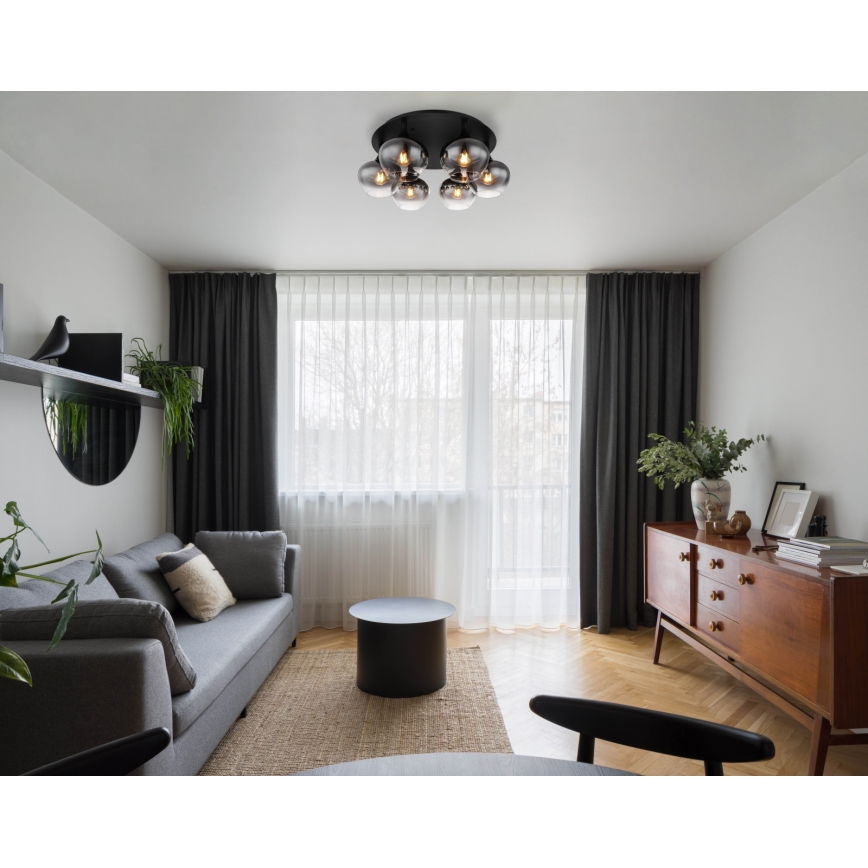 Globo - Lampadario a plafone 6xE27/40W/230V Ø 65 cm nero
