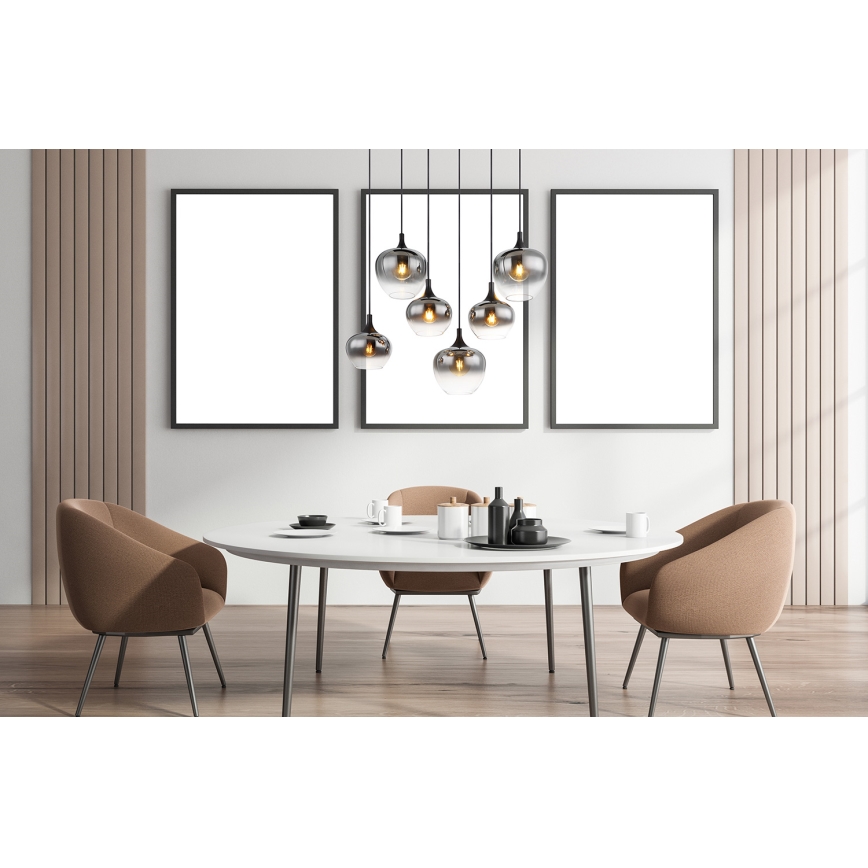 Globo - Lampadario a sospensione con filo 6xE27/40W/230V nero