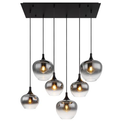 Globo - Lampadario a sospensione con filo 6xE27/40W/230V nero