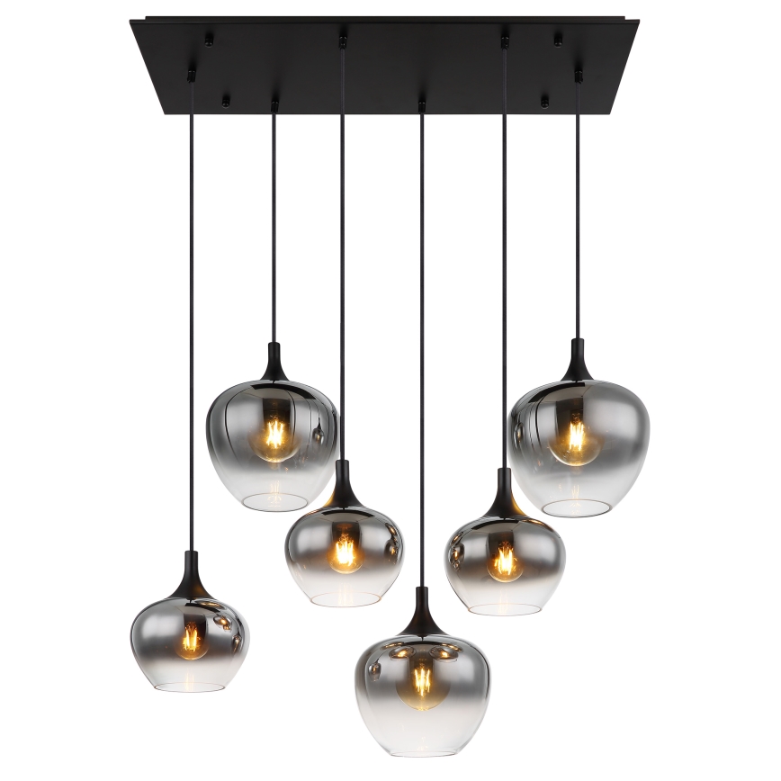 Globo - Lampadario a sospensione con filo 6xE27/40W/230V nero