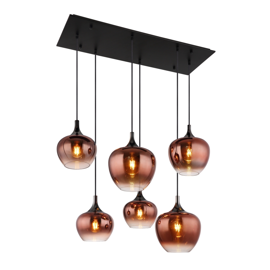 Globo - Lampadario a sospensione con filo 6xE27/40W/230V marrone/fumé