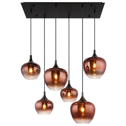 Globo - Lampadario a sospensione con filo 6xE27/40W/230V marrone/fumé
