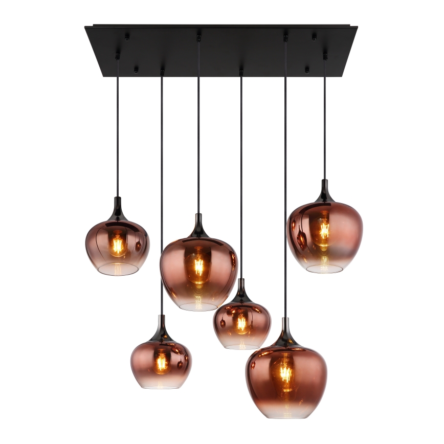 Globo - Lampadario a sospensione con filo 6xE27/40W/230V marrone/fumé