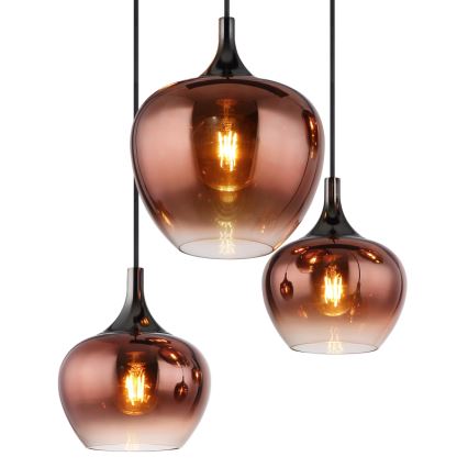 Globo - Lampadario a sospensione con filo 6xE27/40W/230V marrone/fumé