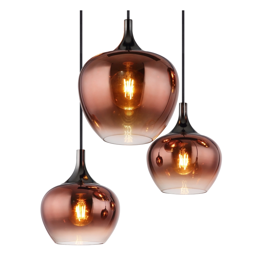 Globo - Lampadario a sospensione con filo 6xE27/40W/230V marrone/fumé