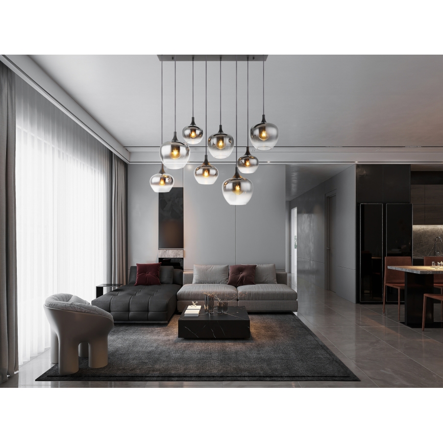 Globo - Lampadario con cavo 8xE27/40W/230V nero