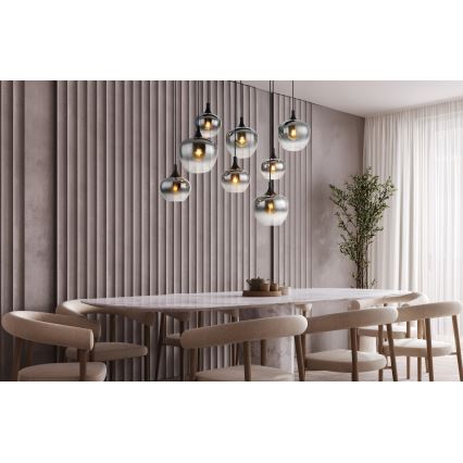 Globo - Lampadario con cavo 8xE27/40W/230V nero