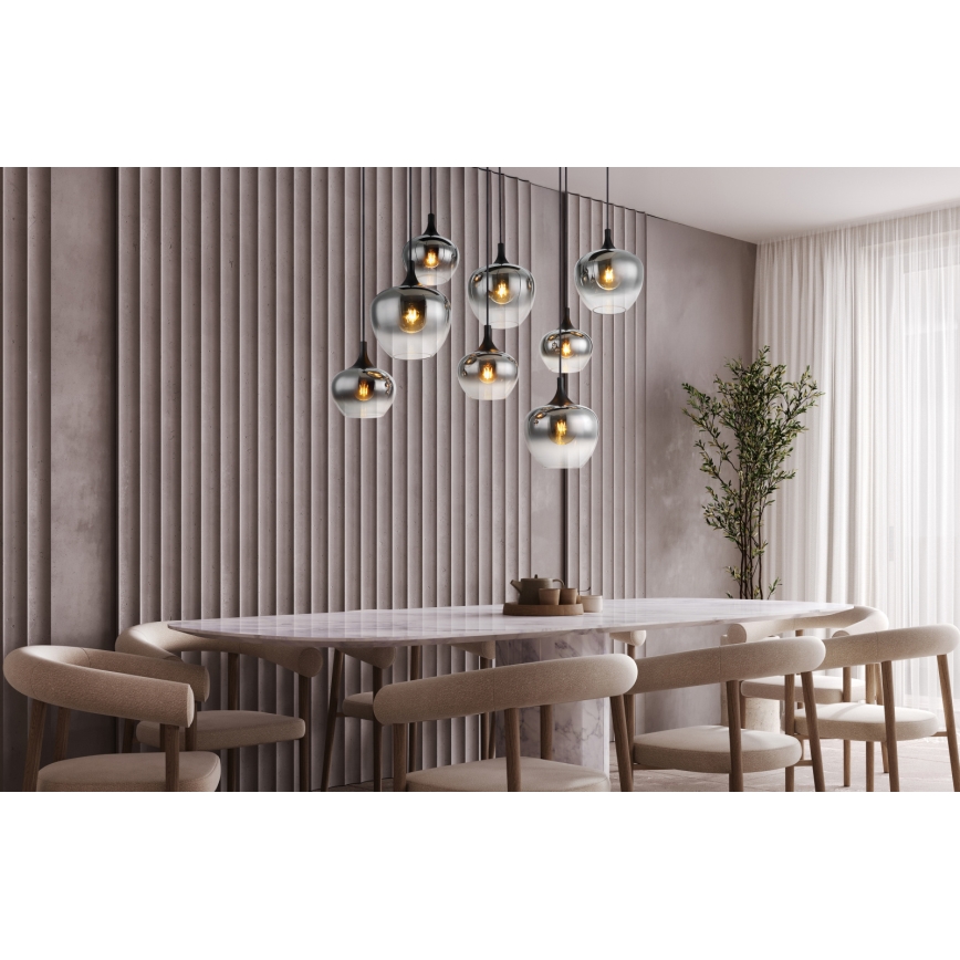 Globo - Lampadario con cavo 8xE27/40W/230V nero
