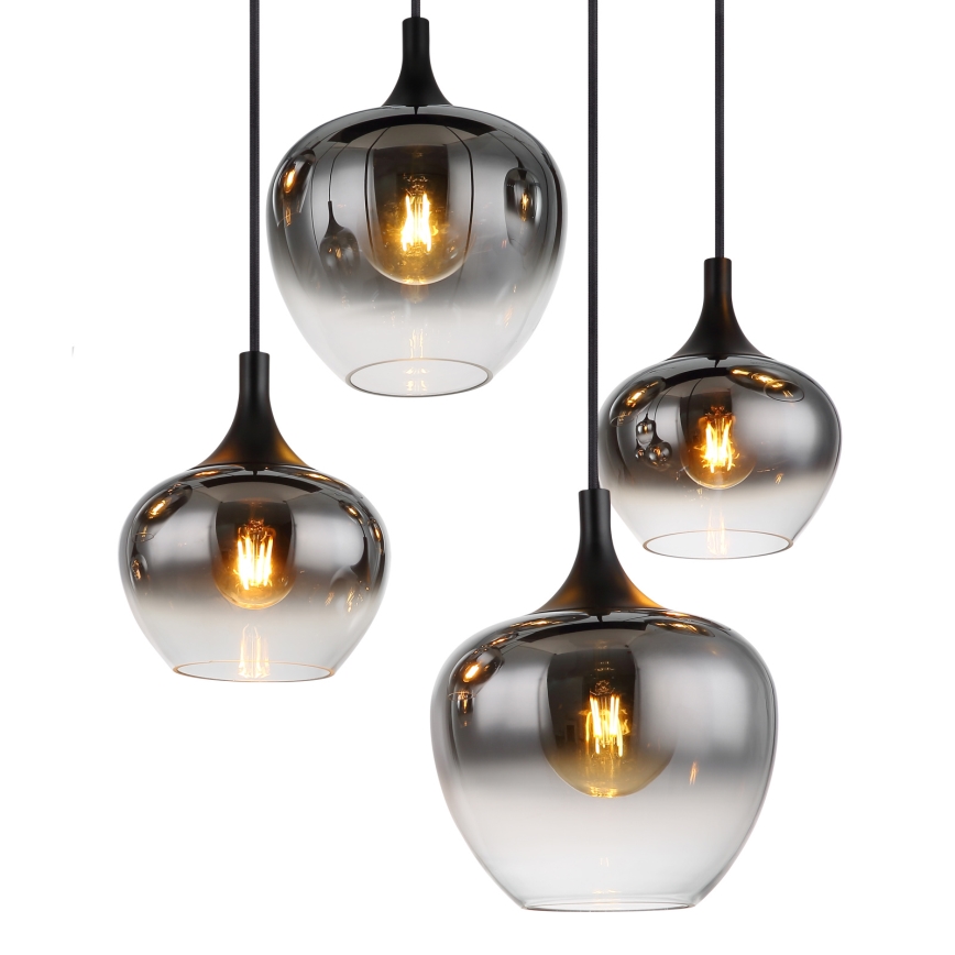Globo - Lampadario con cavo 8xE27/40W/230V nero