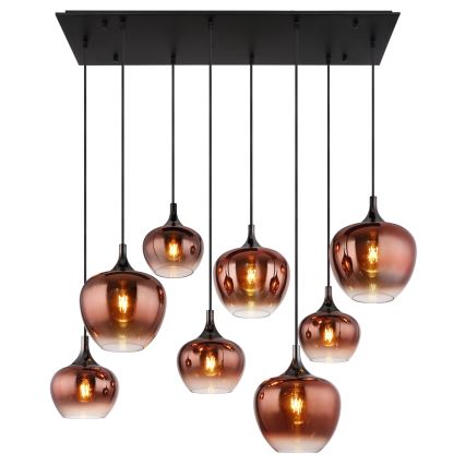Globo - Lampadario a sospensione con cavo 8xE27/40W/230V finitura rame