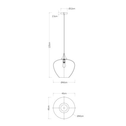 Globo - Lampadario a sospensione con filo 1xE27/60W/230V diametro 40 cm nero
