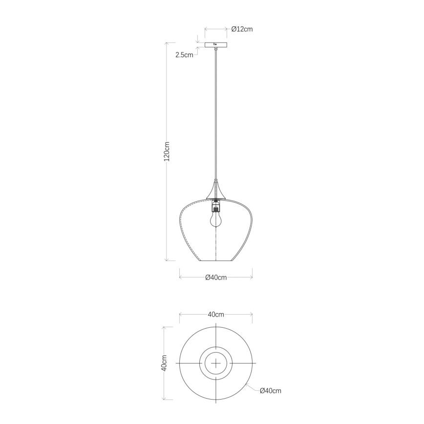 Globo - Lampadario a sospensione con filo 1xE27/60W/230V diametro 40 cm nero
