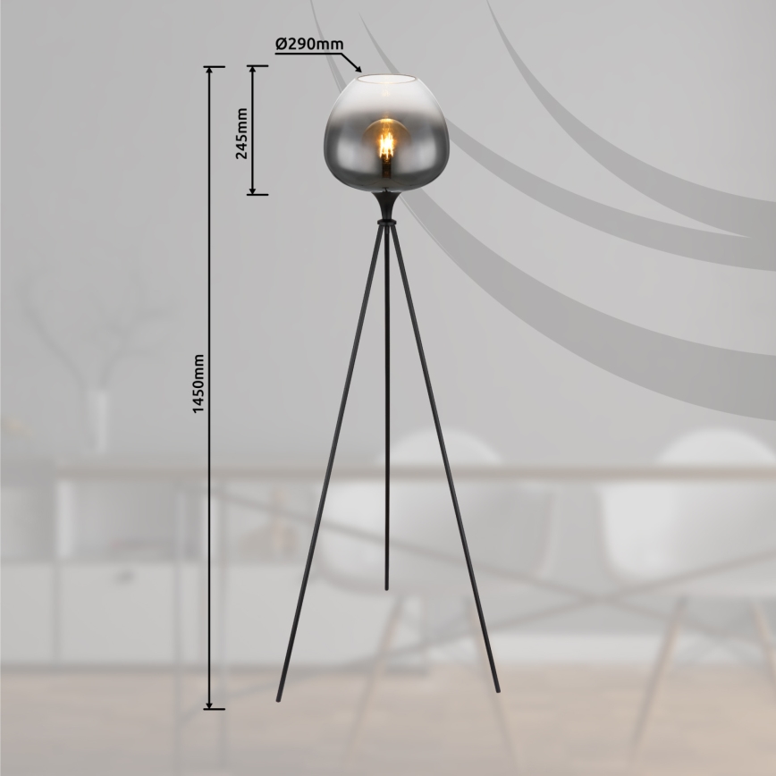 Globo - Lampada da terra 1xE27/60W/230V nera