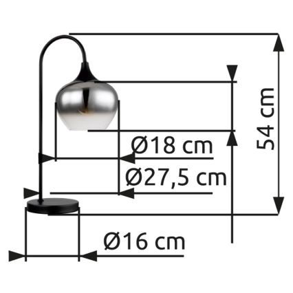 Globo - Lampada da tavolo 1xE27/40W/230V nero