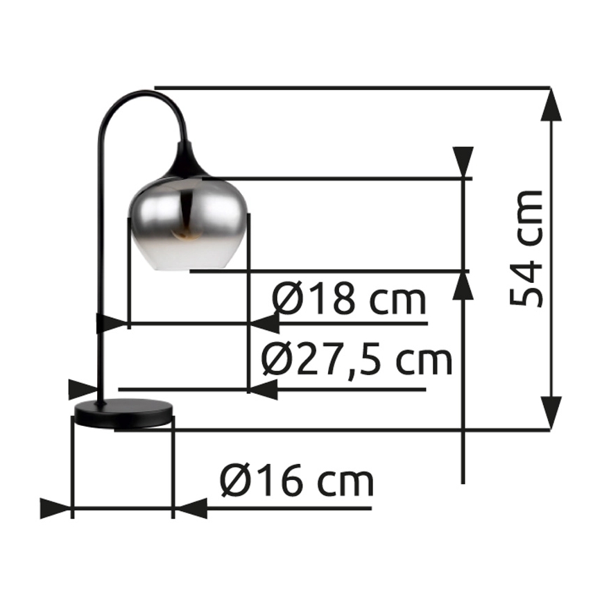 Globo - Lampada da tavolo 1xE27/40W/230V nero