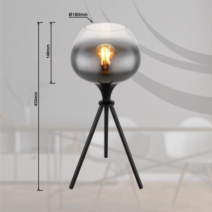 Globo - Lampada da tavolo 1xE27/40W/230V nera