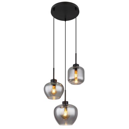 Globo - Lampadario a cavo 3xE27/40W/230V nero