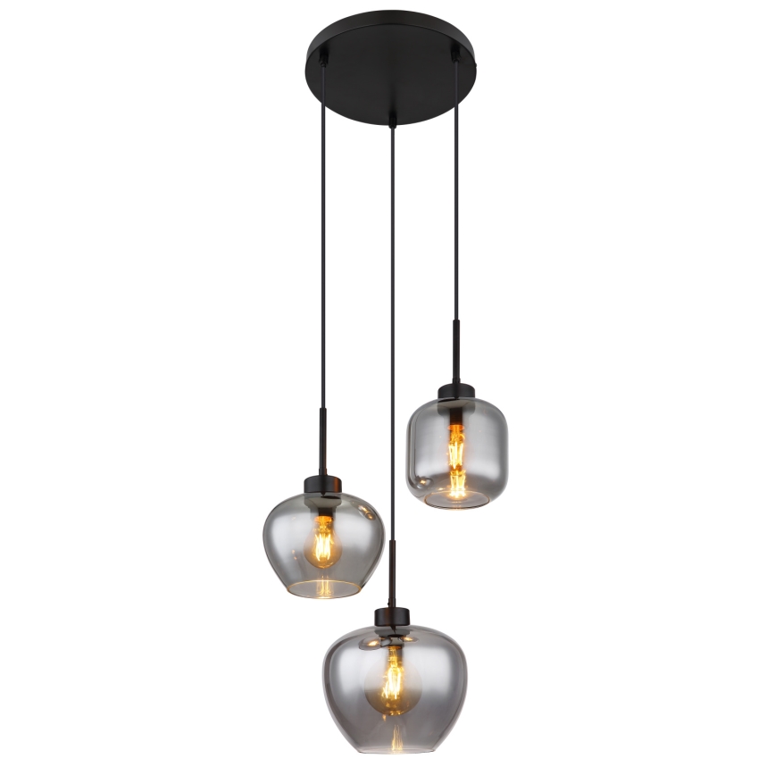 Globo - Lampadario a cavo 3xE27/40W/230V nero