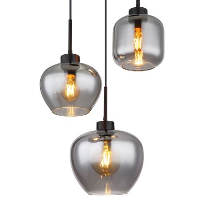 Globo - Lampadario a cavo 3xE27/40W/230V nero