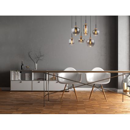 Globo - Lampadario a sospensione su cavo 6xE27/40W/230V, nero