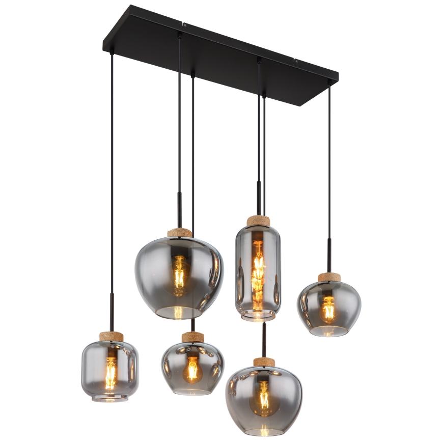 Globo - Lampadario a sospensione su cavo 6xE27/40W/230V, nero