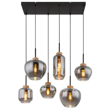 Globo - Lampadario a sospensione su cavo 6xE27/40W/230V, nero