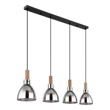 Globo 15550-4H - Lampadario a sospensione su cavo MATTEA 4xE27/6W/230V nero/fumé